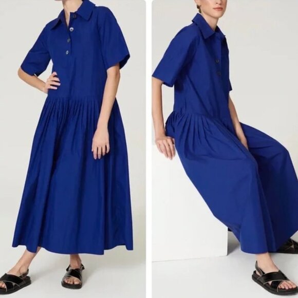 CO Maxi Dress Collar Blue Size L - Picture 1 of 11